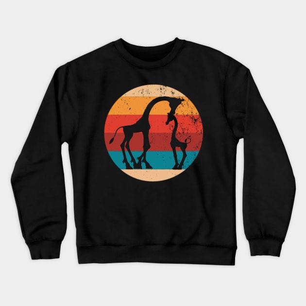 Vintage Giraffe Lover Retro Style Silhouette Gift Crewneck Sweatshirt by Grabitees